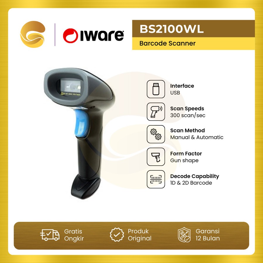 IWARE Barcode Scanner Wireless 1D 2D BS 2100WL Auto Scan BS2100WL 2100