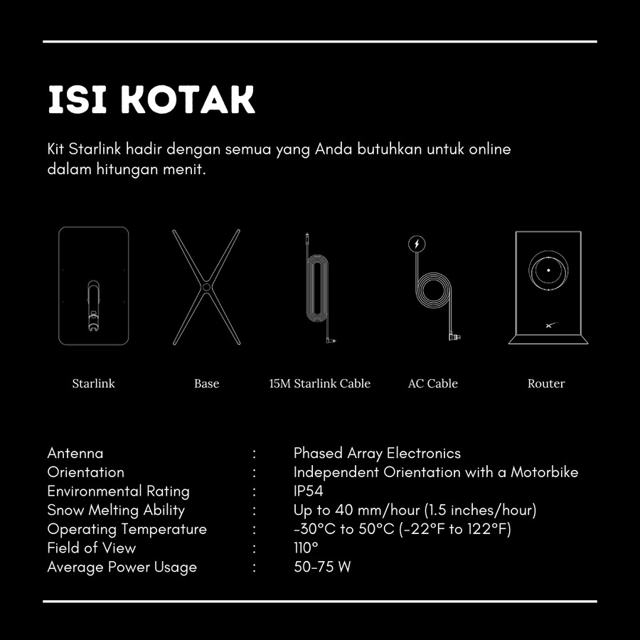 Sewa STARLINK Internet Kit Satellite Antenna & WiFi Router Kit - Dual-band - SpaceX - Gambar 2